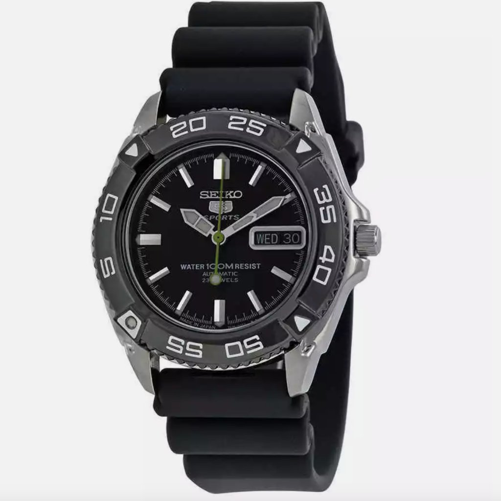 Seiko Automatic Black Dial 40mm Rubber Mens Watch